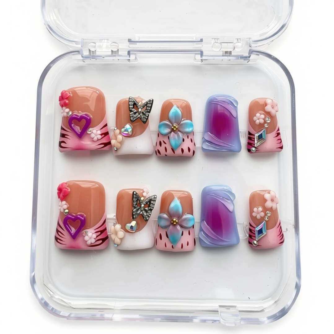 
Vacay reusable handmade press on nails 